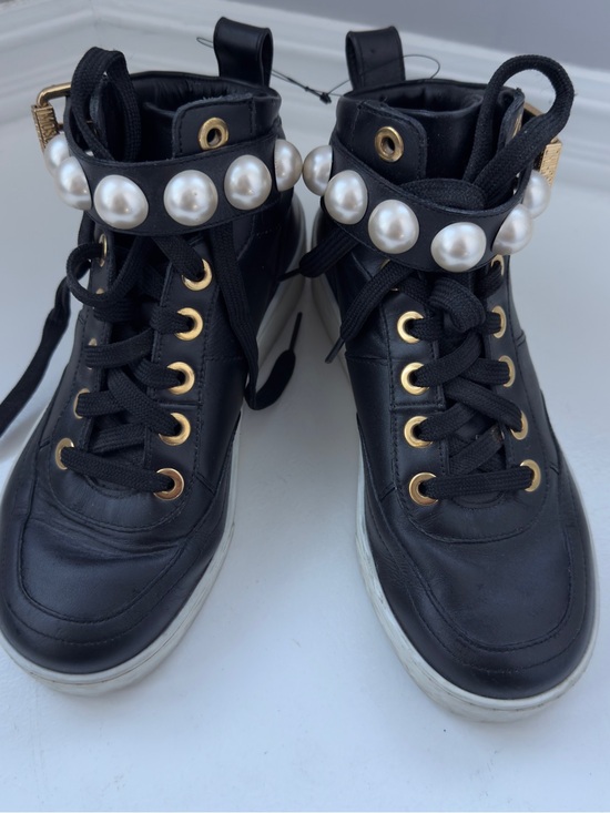 Moschino Shoes - Moschino Pearl High Top Leather Sneakers black & gold EU 36 made in Italt